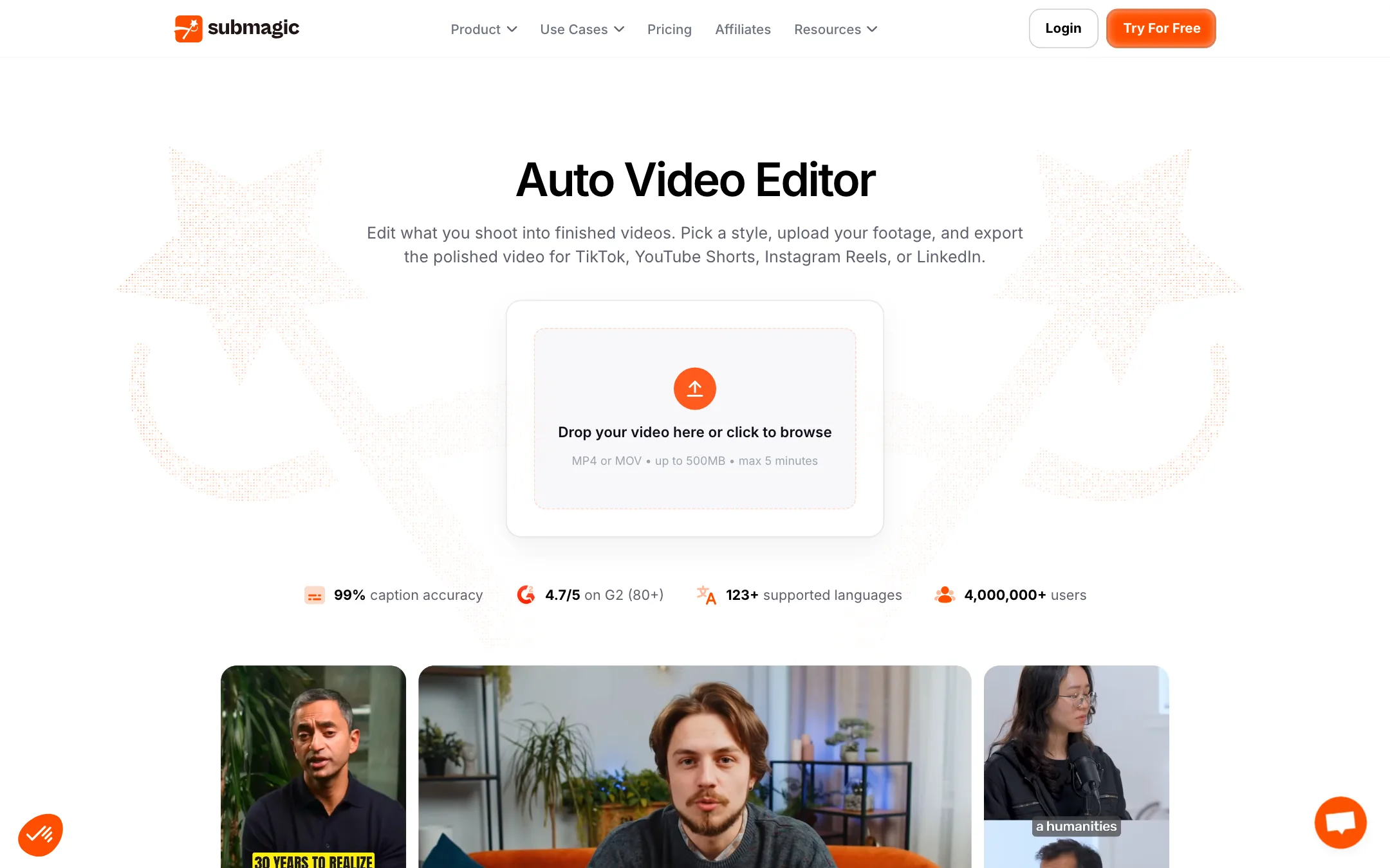 Submagic Auto Video Editor feature page
